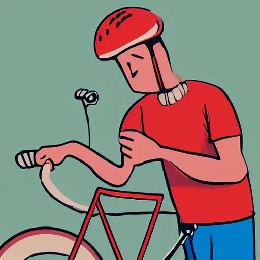 Image similar to man fixing bicycle chain, illustration, in the style of henry rivers