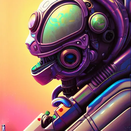 Prompt: high quality high detail portrait of a diesel punk alien overwatch character in an alien world, tristan eaton, victo ngai, artgerm, rhads, ross draws, hyperrealism, intricate detailed, alphonse mucha, 8 k, sci - fi, pastel colors, artstation,