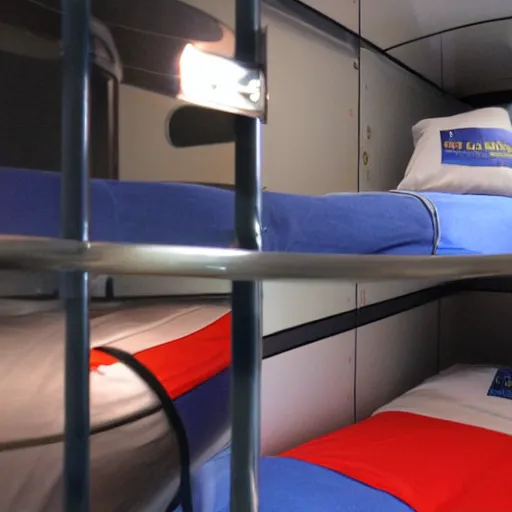 Prompt: space capsule hostel bed