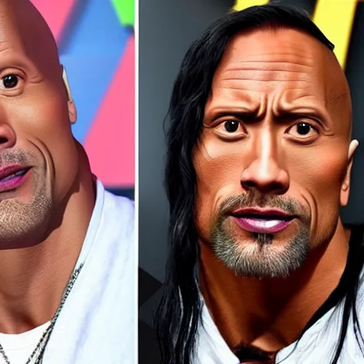 Prompt: dwayne johnson as a billie eilish dwayne johson dressed as a billie eilish 4k