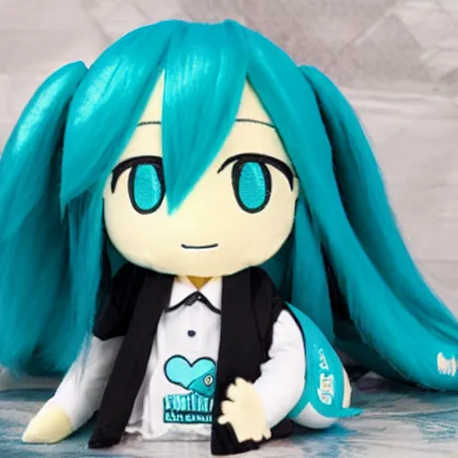 Image similar to hatsune miku marketable plushie, calm style