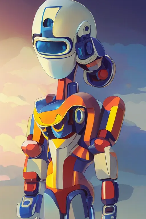 Image similar to metabots medabots medarotto medarot robot minimalist comics helmet mask neon cybereye, behance hd by jesper ejsing, by rhads, makoto shinkai and lois van baarle, ilya kuvshinov, rossdraws global illumination ray tracing hdr radiating a glowing aura