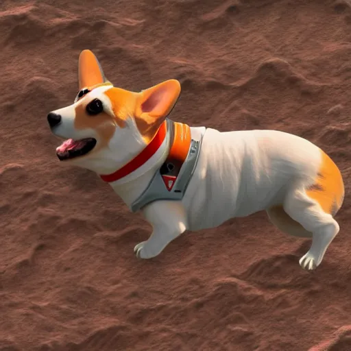 Image similar to a corgi astronaut on mars, high quality digital art