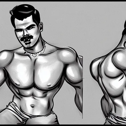 Image similar to lgbt art, tom of finland style, art in 4 k, high quality, van darkholme,