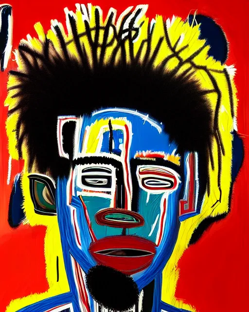 Image similar to A extremely ultra highly detailed majestic hi-res beautiful immaculate head and shoulders award winning painting stunning masterpiece of the face of a strong black african man by Jean-Michel Basquiat, 8k, high textures, ultra hyper sharp, insanely detailed and intricate, super detailed, 8k HDR ultra high quality