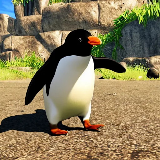 Image similar to penguin running around in ark survival evolved