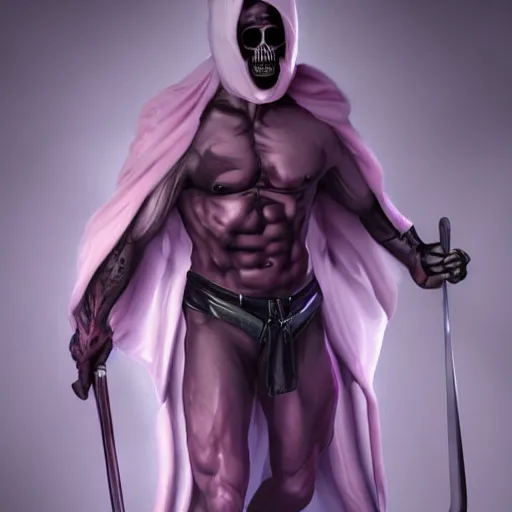 Image similar to Gay Grim Reaper, muscled, Rainbow scheme, artstation