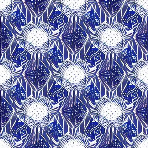 Prompt: a mystical pattern out of stars, the moon and the sun, border pattern, pattern, dark blue and white