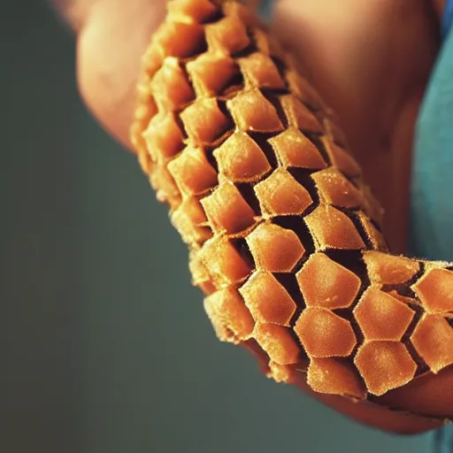 Prompt: arm filled with honeycomb