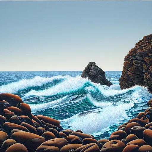 Image similar to a gust of rocky sea air pushed open the door by jeffrey smith, oil on canvas