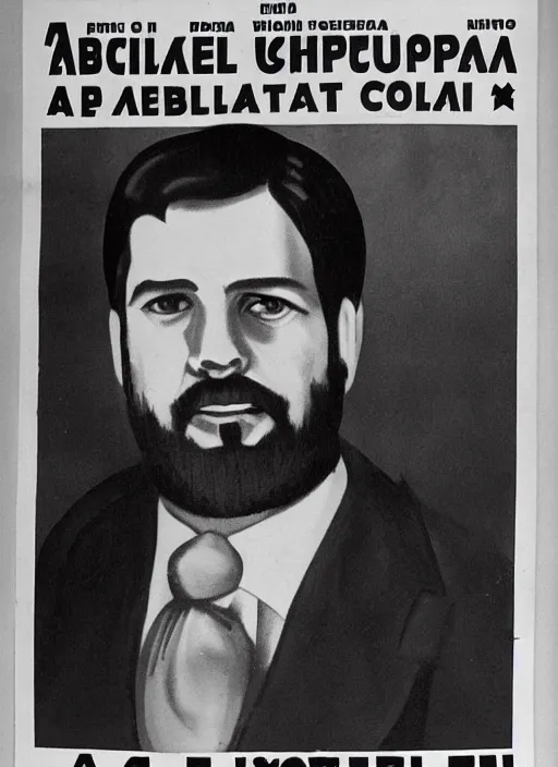 Prompt: a political poster of gabriel boric for president of chile russian communist propaganda from 1 9 4 0