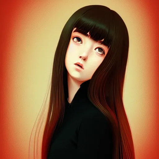 Image similar to a young girl portrait digital painting by Ilya Kuvshinov, behance