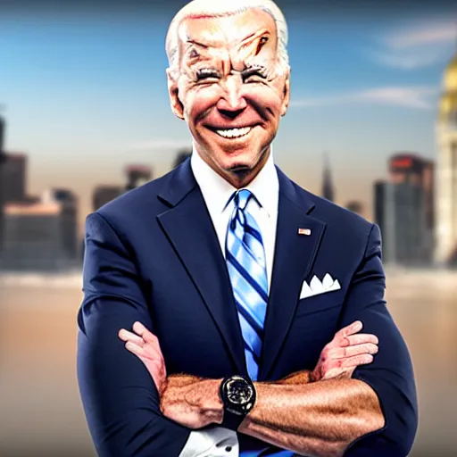 Image similar to muscular joe biden ( ( ( (, highly detailed, high quality, hd, 4 k, 8 k, canon 3 0 0 mm, professional photographer, 4 0 mp, lifelike, top - rated, award winning, realistic, sharp, no blur, edited, corrected, trending ) ) ) )