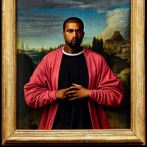 Image similar to A Renaissance portrait painting of Kanye West