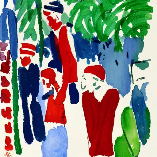 Image similar to a watercolor painting of where's wally, by matisse