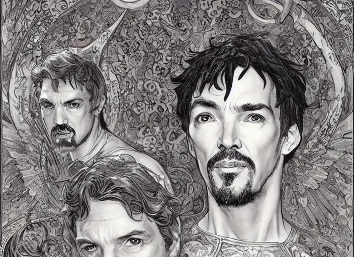 Image similar to a highly detailed angelic portrait of stephen strange, james gurney, james jean