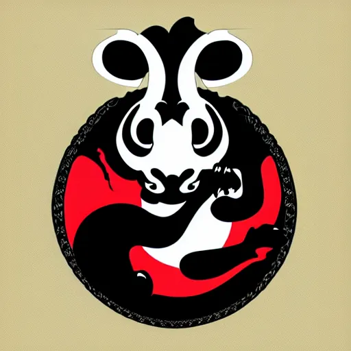 Image similar to vector art of welsh dragon and panda mixed, intercrossed, chimera, adobe illustrator