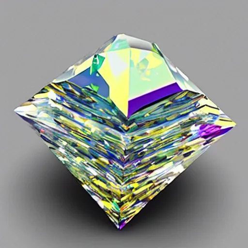 Prompt: A diamond made of bismuth