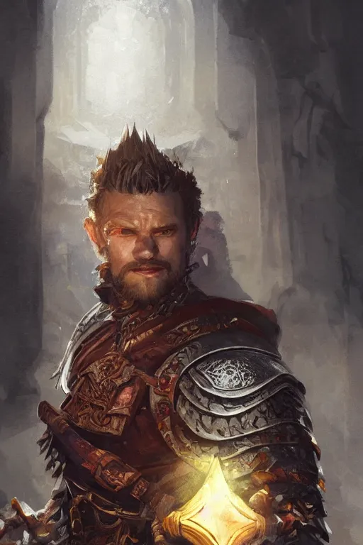 Prompt: dungeons and dragons warrior king character closeup portrait, dramatic light, castle background, 2 0 0 mm focal length, painted by stanley lau, painted by greg rutkowski, painted by stanley artgerm, digital art, trending on artstation