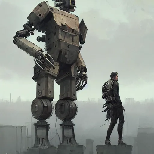 Image similar to a highly detailed epic cinematic concept art CG render digital painting artwork: dieselpunk Soviet smoking robot fused with a man. By Greg Rutkowski, Ilya Kuvshinov, WLOP, Stanley Artgerm Lau, Ruan Jia and Fenghua Zhong, trending on ArtStation, subtle muted cinematic colors, made in Maya, Blender and Photoshop, octane render, excellent composition, cinematic atmosphere, dynamic dramatic cinematic lighting, precise correct anatomy, aesthetic, very inspirational, arthouse