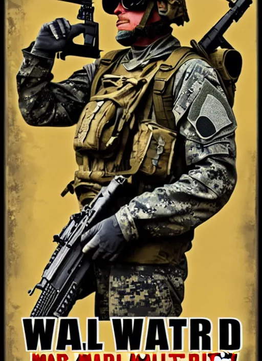 Image similar to modern war military poster inspired by call of duty