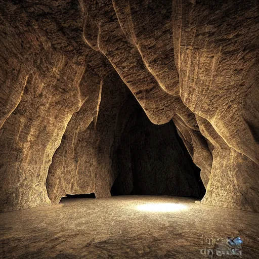 Prompt: A big cave under the earth digital art