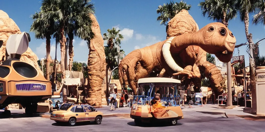 Image similar to 1990s photo of the E.T. ride at Universal Studios in Orlando, Florida, cinematic, UHD