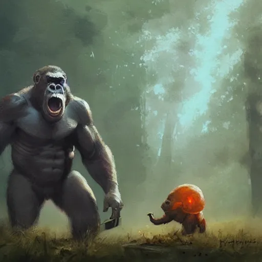 Prompt: 🍄🦍, digital Art, Greg rutkowski, Trending artstation,cinematographic