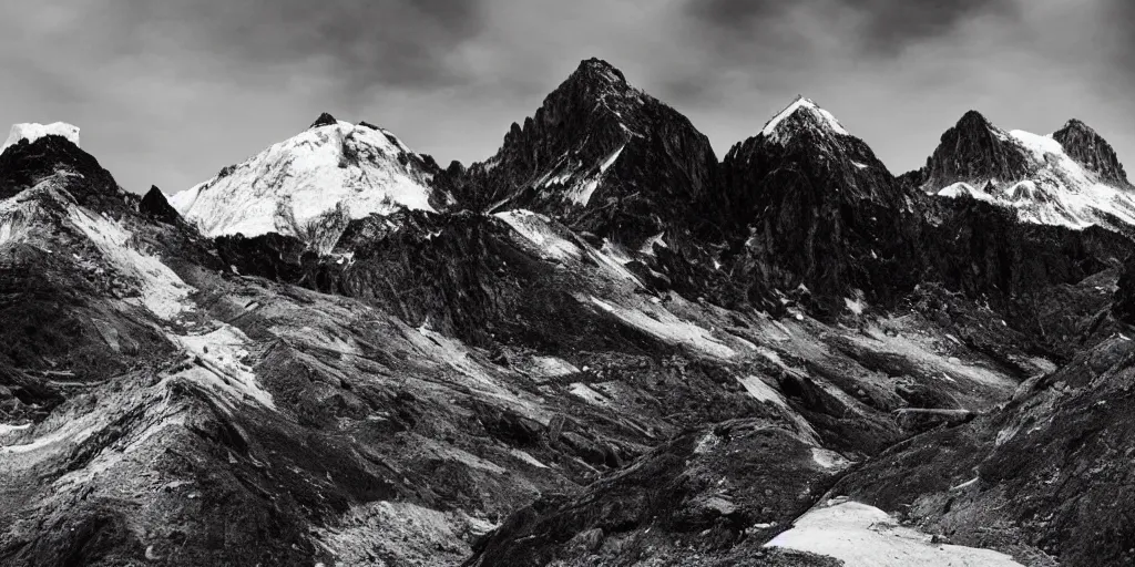 Prompt: an impressive mountain landscape, photography by galen rowell and takeshi mizukoshi, award winning, landscape photography