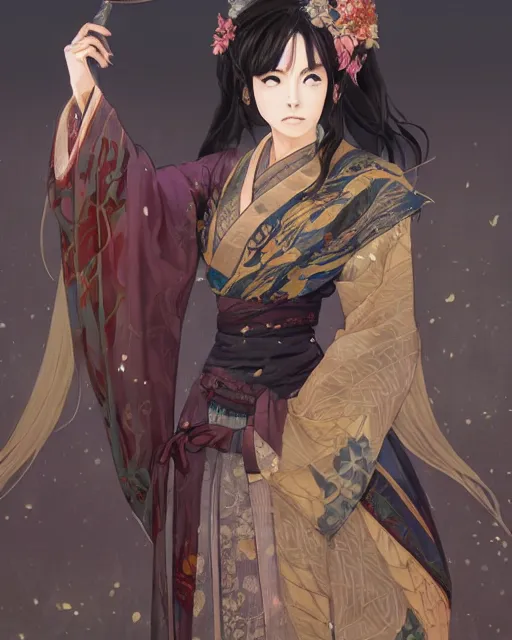 Image similar to A full-body anime portrait of Ssunbiki as a beautiful woman wearing a kimono from Skyrim, by Stanley Artgerm Lau, WLOP, Rossdraws, James Jean, Andrei Riabovitchevy, Marc Simonetti, and Sakimichan, trending on artstation