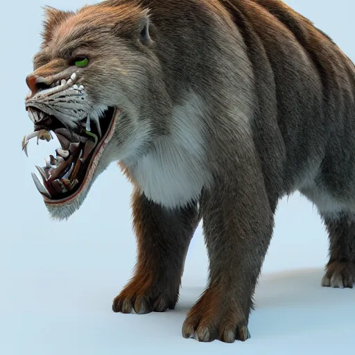 Image similar to Sabertooth, 3D Render, high quality, very detailed, 8k, photorealistic, hd, octane render