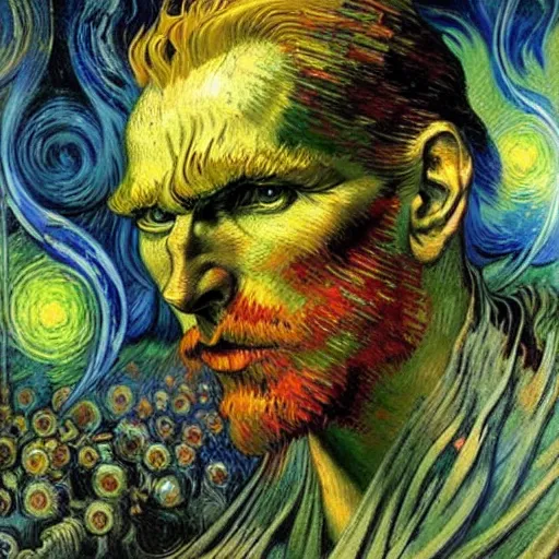 Image similar to Divine Chaos Engine by Karol Bak, Jean Delville, and Vincent Van Gogh, Van Gogh