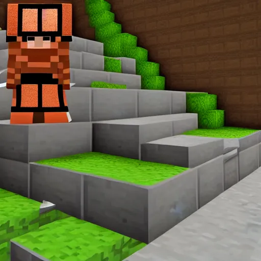 Image similar to minecraft stairs made out of minecraft dirt
