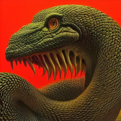Image similar to snake monster 4 k by zdzisław beksinski