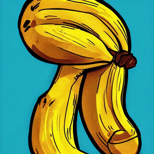 Image similar to banana struggling to put a sock on, cartoon, digital art,