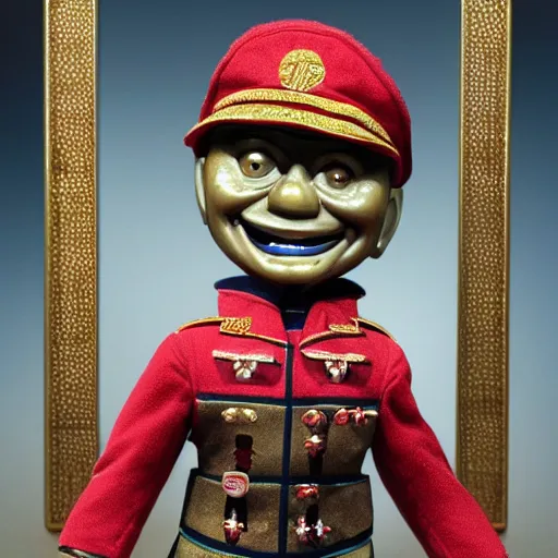 Image similar to portrait of tin toy army general with maniacal smile, 5 star general by mark ryden, breathtaking, 8 k resolution, extremely detailed, beautiful