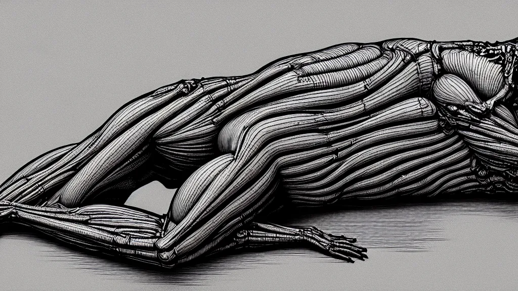 Image similar to comfortable bed that makes me want to sleep, hyperdetailed, artstation, cgsociety, style of Giger, H. R. GIGER, style of Junji Ito, 4K, highly detailed, minimalistic, minimalistic, minimalistic, fine tuned, machina