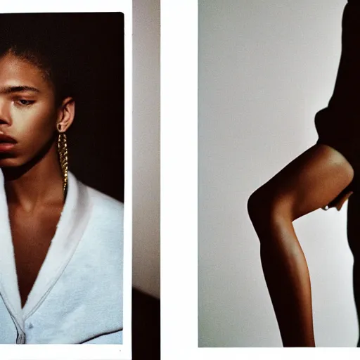 Image similar to realistic! photoshoot for a new balenciaga lookbook, color film photography, portrait of a beautiful woman, photo in style of tyler mitchell, 35mm