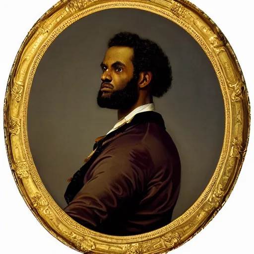 Image similar to a portrait of Lebron James, strong pose, highly detailed, in the style of Franz Xaver Winterhalter, highly detailed, in the style of Aetherpunk