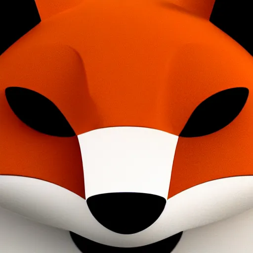 Image similar to an abstract, simplified icon depicting a fox's head, eyes open, white background, elegant, award-winning, clever, render, blender, 3d, high quality, app, ios