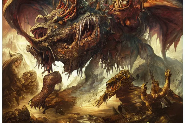 Prompt: Dungeons and Dragons monster by Pieter Paul Rubens and Alphonse Much, poster colors, dramatic lighting, hyper detailed, dramatic camera angle