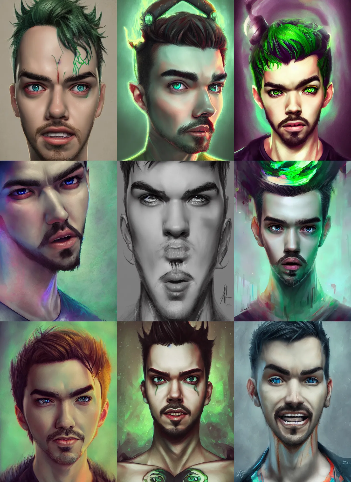 Prompt: a portrait of jacksepticeye by Anna Dittmann, digital art, horror, trending on artstation, anime arts, featured on Pixiv, HD, 8K, highly detailed, good lighting, beautiful, epic, masterpiece