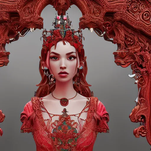 Image similar to princess of ruby, ornate, intricate, hyper detailed, stunning, 4 k, octane render