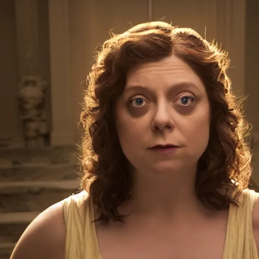 Image similar to rachel bloom as medusa in real life, highly detailed, hyper realistic, 8 k resolution