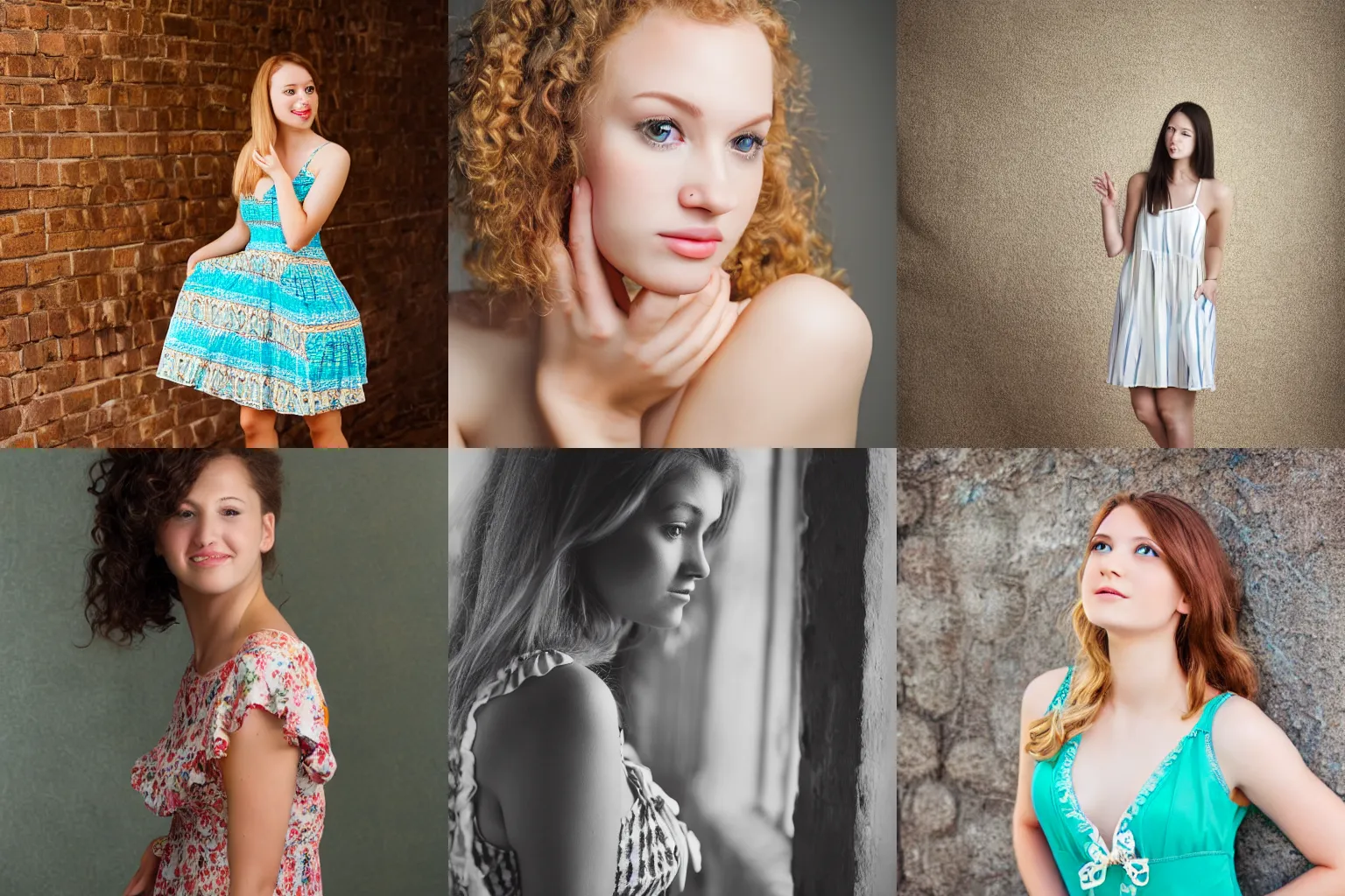 Prompt: beautiful young woman in a sun dress, studio photography