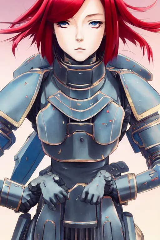 Image similar to portrait of Anime sister of battle, Warhammer 40000, cute-fine-face, red-short-hair pretty face, realistic shaded Perfect face, fine details. Anime. realistic shaded lighting by Ilya Kuvshinov katsuhiro otomo ghost-in-the-shell, magali villeneuve, artgerm, rutkowski, WLOP Jeremy Lipkin and Giuseppe Dangelico Pino and Michael Garmash and Rob Rey