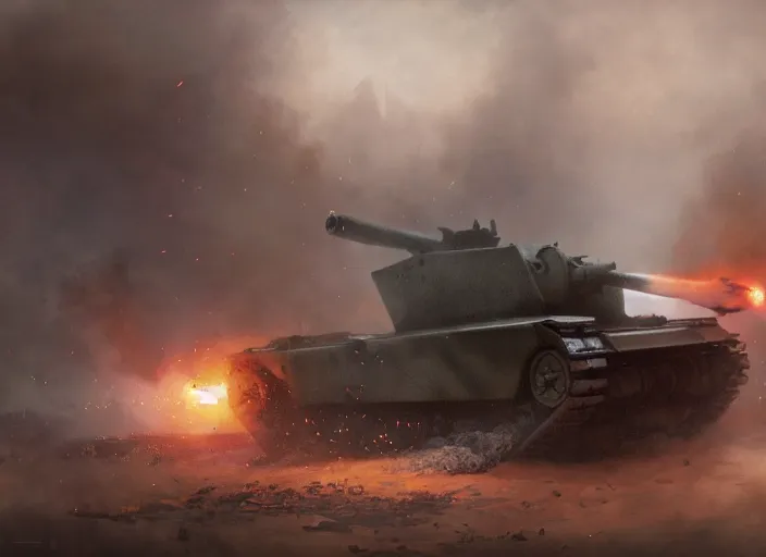 Image similar to A World War 1 Tank firing his gun to a building causing it to collapse and explode, Battlefield 1, extremely detailed digital painting, in the style of Fenghua Zhong and Ruan Jia and jeremy lipking and Peter Mohrbacher, mystical colors, rim light, beautiful Lighting, 8k, stunning scene, raytracing, octane, trending on artstation