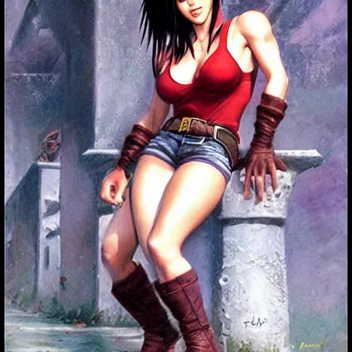 Image similar to tifa lockhart by frank franzetta