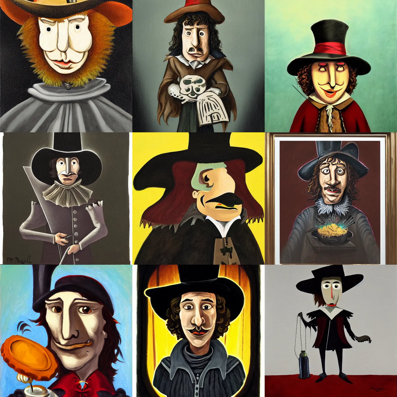 Prompt: portrait of Cyrano de Bergerac, dramatic, high contrast, theatrical, lumnious, cinematic lights, oil canvas by Patrick McHale