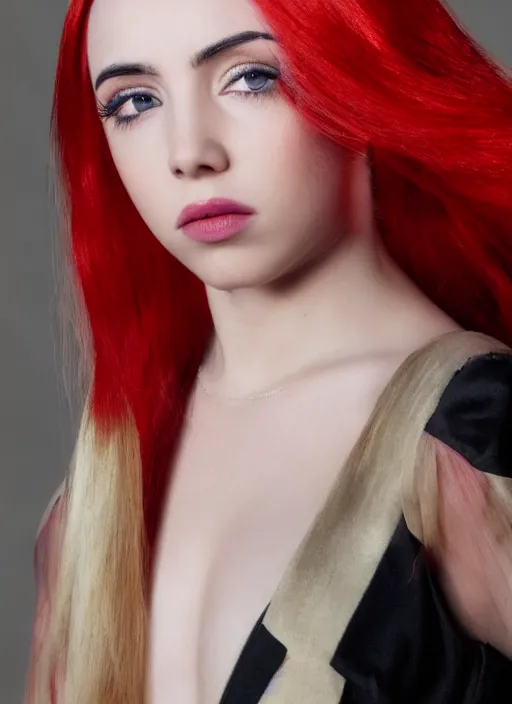 Prompt: ava max bright red hair photographed by charlotte rutherford, canon, highly realistic. high resolution. highly detailed. dramatic. 8 k. 4 k.